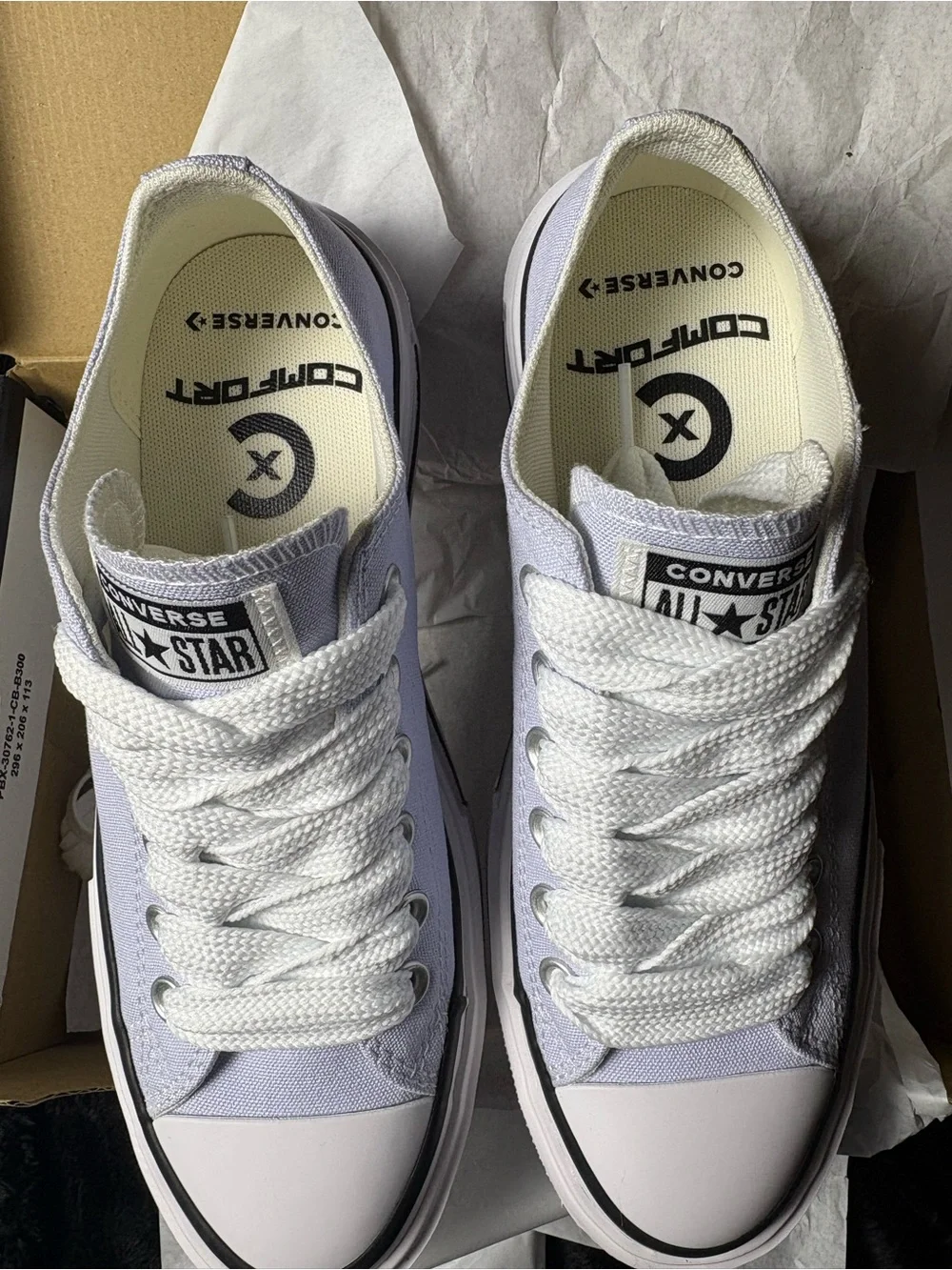 Converse Low Top Sneakers in Light Lavender and White